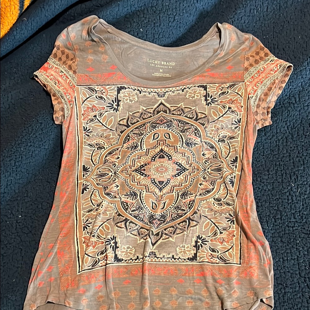 Lucky Brand Women's Bohemian Print Top - Brown